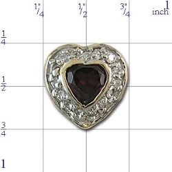 AC502 14K HEART BEZEL RASP RHODOLITE DIAMOND SLIDE 
